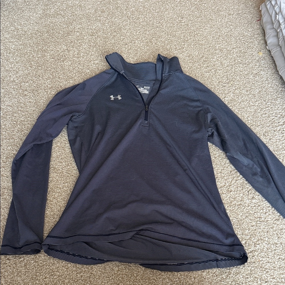 Under Armour Navy Striped Quarter-Zip Top